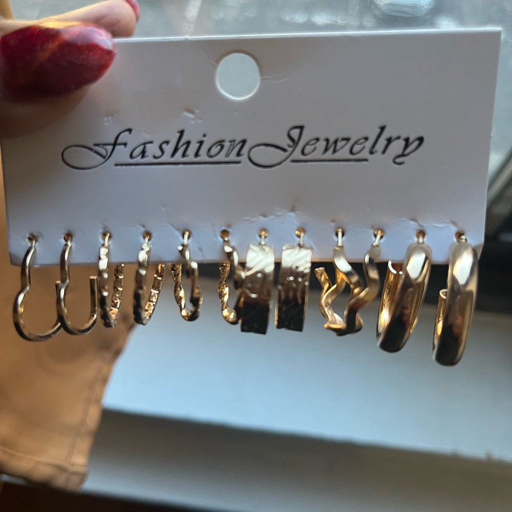 Gold Hoop and Dangle Earring Set